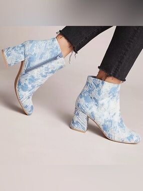 Seychelles Anthropologie Audition Floral embroidery Ankle Heel Booties Sz 8.5
